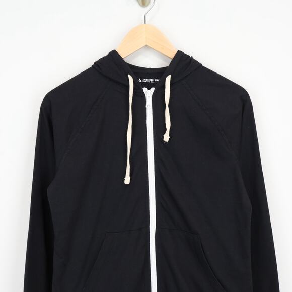 American Giant Women's Lightweight Full Zip Solid Black Size Medium NWOT - Picture 2 of 7